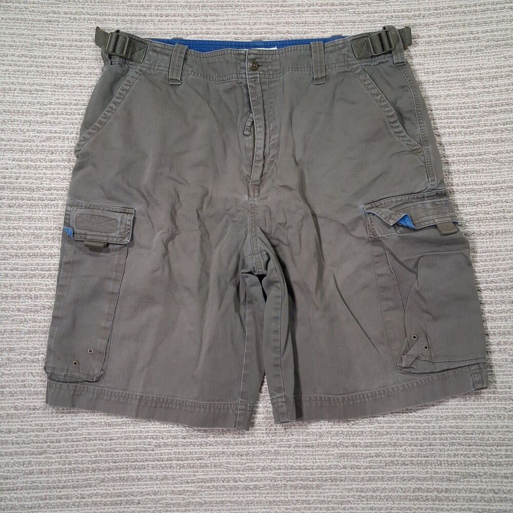 gap factory mens cargo shorts size m medium olive green cotton used adjustable